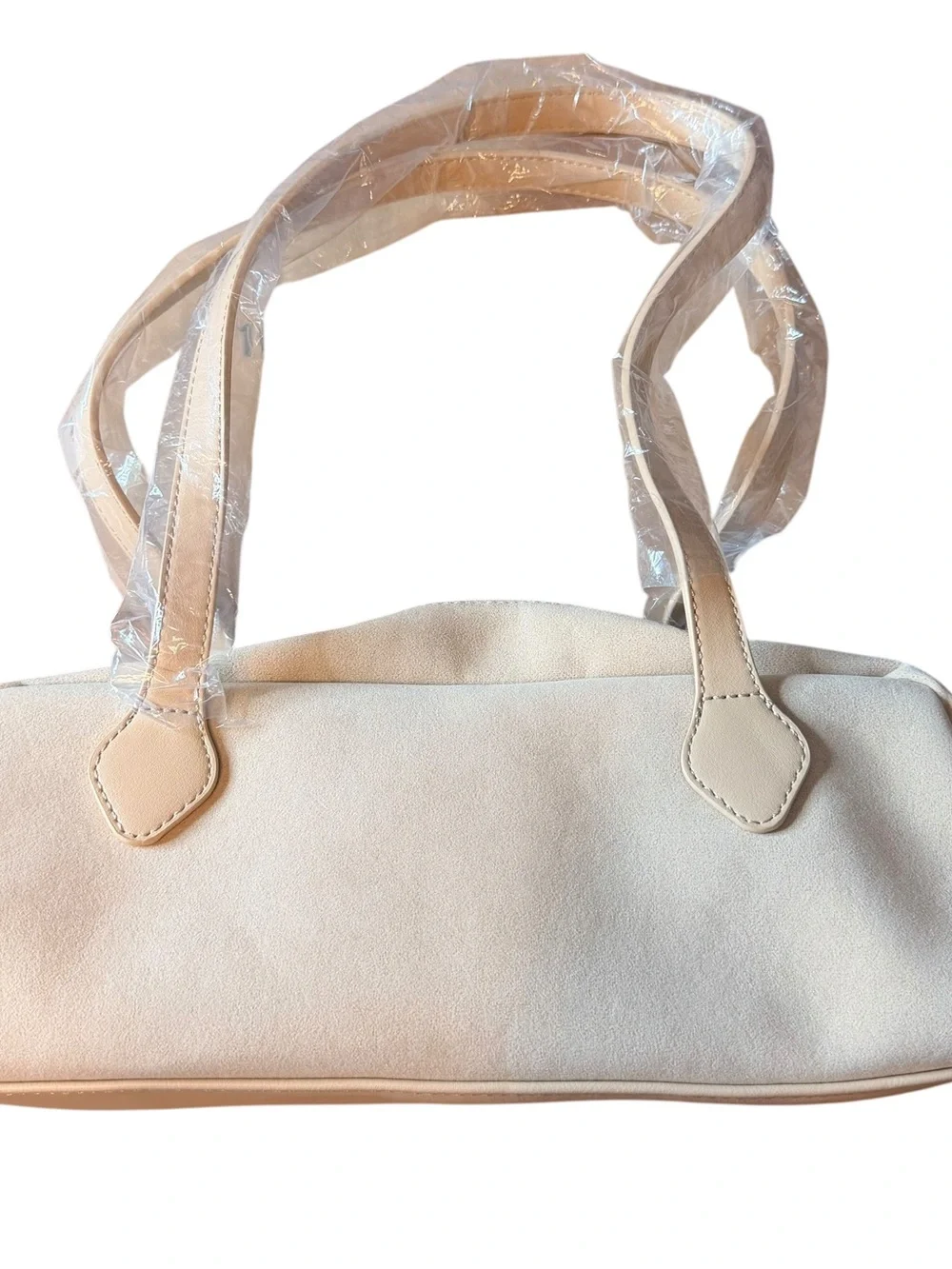 Pretty Simple Sally Vegan Suede Barrel Shoulder Bag High Quality Oat